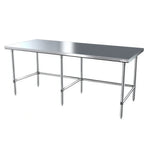 Thumbnail image #1 for NBR Equipment TG-9624-X Stainless Steel Work Table, 96"W x 24"D x 35-3/4"H, Flat Top, Galvanized Legs, Side & Rear Cross Bracing