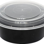 Thumbnail image #1 for International Tableware iti to-go® TG-PP-24-R/150 TG-PP-24-R Round Plastic Takeout Container with Clear Lid, Black, 24 oz