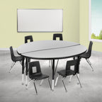Thumbnail image #2 for Flash Furniture Emmy XU-GRP-14CH-A48-HCIRC-GY-T-P-GG Round Laminate Activity Table and 6 Stack Chair Set, 48", Adjustable Height, Gray/Black