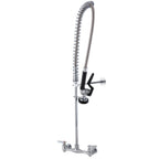 Thumbnail image #1 for Winholt Equipment WS-SPR-ST-WH Spring-Type Pre-Rinse Faucet Unit with Wall Bracket, Lever Handles and Chrome Hose Cover