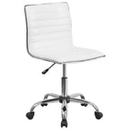 Thumbnail image #1 for Flash Furniture DS-512B-WH-GG Adjustable-Height Swivel Task Chair with Low Upholstered Back, Ribbed White Vinyl and Chrome Casters