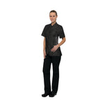 Thumbnail image #1 for Chef Works Chelsea CES05W-BLK-XL Women's Black Cotton Denim Chef Coat, Short Sleeve, XL