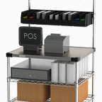 Thumbnail image #5 for Metro Chain Reaction CR2430DTPOS Drive-Thru POS & Staging Work Station, 30 x 24 x 74 in, 304 Stainless Steel Top, 15 Overhead Bins