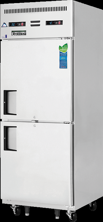 Product image #5 for Everest Refrigeration ESRFH2 One-Section Dual Temperature Reach-In Refrigerator/Freezer Combo with Top-Mounted Compressor and Half Doors