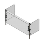 Thumbnail image #1 for Dinex DXD3VP 3-Well Sneeze Guard, 47-7/8"W, Stationary, Adjustable Vertical Guards with End Guards, Stainless Steel Frame, Clear Polycarbonate