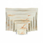 Thumbnail image #1 for Thunder Group Gold Orchid 2414 Rectangular Ripple Melamine Asian Plate/Platter, 13-1/2 x 9-1/8 in Case of 3 Dozen