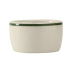 Thumbnail image #1 for Tuxton China DuraTux®© DNX-0203 2 oz Ceramic Round Ramekin, Eggshell with Green Band, 2-1/2" Diameter Case of 4 Dozen