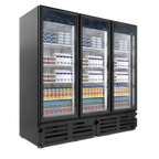 Thumbnail image #1 for Imbera G372 3-Section Glass Door Merchandiser Refrigerator, Sliding Doors, Black, Bottom-Mounted Refrigeration