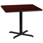 Thumbnail image #1 for Flash Furniture XU-MAHTB-3636-T3030-GG Square Pedestal Dining Table, 36"W x 36"D x 31-1/8"H, Mahogany Laminate, Black PVC Edge