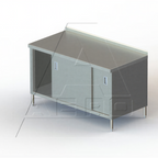 Thumbnail image #1 for AERO Manufacturing 4TSSOD-3048 Enclosed Stainless Steel Work Table with Sliding Doors, 16-Gauge 430 Stainless Top, 48"W x 30"D