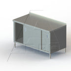 Thumbnail image #1 for AERO Manufacturing 4TSSOD-30144 Enclosed Stainless Steel Work Table with Sliding Doors, 16-Gauge 430 Top, 144"W x 30"D x 37-3/4"H