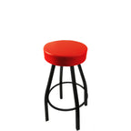 Thumbnail image #1 for Oak Street SL2132 Backless Swivel Bar Stool with Button-Top Vinyl Seat, Single Ring Base, Black Powder-Coat Frame