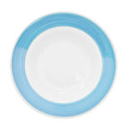 Thumbnail image #1 for CAC China Rainbow R-3-BLU 12 oz Blue Ceramic Round Soup Plate, 8-3/4" Diameter, Rolled Edge Case of 2 Dozen