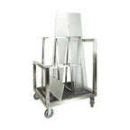 Thumbnail image #1 for Eastern Tabletop ST3823 Glass Rack Dolly, Open-Frame Stainless Steel, Divided Double-Sided, Locking Casters, 38"W x 32"D x 43"H