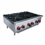 Thumbnail image #1 for SABA HP-6 Commercial Gas Countertop Hotplate, 6 Burners, 36 in, Stainless Steel Front & Sides, Adjustable Legs