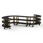 Thumbnail image #1 for Steelite International Mogogo, Modular MGCMSB02MBXW 3-Tier S-Shaped Modular Serving Station, Nero Marquina Laminate