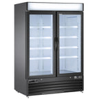Thumbnail image #1 for Maxximum Maxx Cold MVMR48B 2-Section Glass Door Merchandiser Refrigerator, 48 cu. ft., Black, Bottom-Mounted Self-Contained
