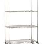 Thumbnail image #1 for Metro Super Erecta SE-1848S-80-M4 Mobile Wire Shelving Unit, 48"W x 18"D x 80"H, 900 lb. capacity per unit, 1" shelf adjustment, (4) wire shelves