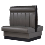 Thumbnail image #1 for ATSMFG ATS AT&S-QAD-W48-6CHHR-GRY Double Restaurant Booth, 6-Channel Headroll, Gray Upholstery, Dark Walnut Elm Wood Trim