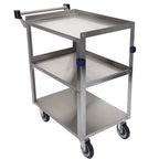 Thumbnail image #5 for Channel Manufacturing US1827-3 3-Shelf Stainless Steel Utility/Bussing Cart, Solid Shelves, 350 lb Capacity, 31 x 19 x 34 Inches
