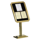 Thumbnail image #1 for AARCO P31-B Sign/Poster Stand, 23" x 49" Overall, Polished Brass Finish, Acrylic Cover