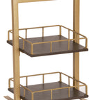 Thumbnail image #1 for Cal-Mil 3494-2-112 Two-Tier Countertop Merchandiser, 12"W x 12"D x 21"H, Gold Frame with Darkwood Shelves