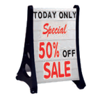 Thumbnail image #1 for AARCO Products Roll A-Frame RAF-2 Double-Sided Rolling A-Frame Letter Board Sidewalk Sign, 24"W x 36"H Board, 42"H Overall