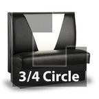 Thumbnail image #1 for JustChair Manufacturing JBSB-UVB-TQ-48-GR2 3/4-Circle Upholstered Banquette, 3 Corners, Foam V-Back with Lumbar Support, 48 in H