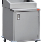 Thumbnail image #1 for Steril-Sil Company ENC24-1HP Mobile Stainless Steel Serving Counter, Enclosed Base, Holds 1 Full-Size Food Pan, 41"H
