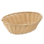 Thumbnail image #1 for Browne USA Foodservice 575443 Oval Fast Food Basket, Polypropylene, Tan, Wire-Reinforced, 9 x 7 x 3 in Case of 12