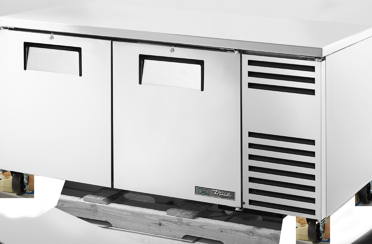 Product image #6 for True 67 1/4-Inch 2-Section Deep Undercounter Freezer with 2 Solid Doors and Side-Mounted Self-Contained Refrigeration