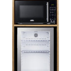 Thumbnail image #1 for Summit Commercial Summit Appliance QCSMW1OAK Coffee Station with Glass-Door Minibar and Black Microwave, Light Oak, 21-Inch Wide