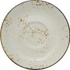 Thumbnail image #1 for International Tableware Splash™ SH-68-CR 2-Well Round Stoneware Saucer, 6", Crème with Dark Brown Trim Case of 2 Dozen