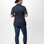 Thumbnail image #2 for Chef Works CBZ03W-GRY-L Women's Short-Sleeve Chef Coat, Raglan, Offset Zip, Snap Collar, Gray, Large