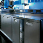 Thumbnail image #2 for Oscartek NEUTRAL COUNTER NC30 A3B 52" Neutral Curved Utility Counter, Stainless Steel Top, Adjustable Shelf
