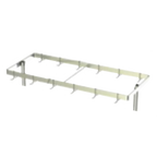 Thumbnail image #1 for AERO Manufacturing FPC-108 Table-Mounted Double-Bar Stainless Steel Pot Rack, 108"W, with Plated Double-Pronged Hooks