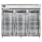 Thumbnail image #1 for Continental Refrigerator Designer Line D3RENSSGD Three-Section Wide Glass-Door Reach-In Refrigerator, Stainless Steel, Self-Contained