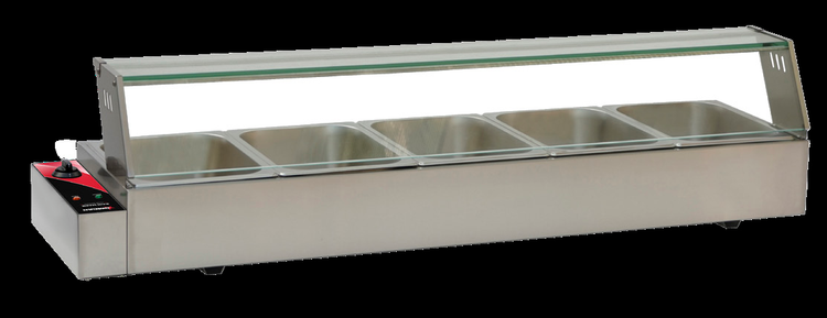 Product image #5 for Omcan 57-Inch Countertop Bain Marie Food Warmer with 5 Half-Size Pans