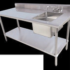 Thumbnail image #4 for Serv-Ware TSF-3072-R 72-Inch Stainless Steel Sink Table, Right-Side Sink, 5-Inch Backsplash, 16-Gauge 300-Series Top