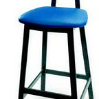 Thumbnail image #1 for JustChair Manufacturing M67830-GR3 Bar Stool, Rustic Oak Wood Back, Upholstered Padded Seat, Textured Black Powder-Coat Metal Frame