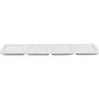 Thumbnail image #1 for International Tableware FA-440 Porcelain Rectangular Tray, 4 Wells, 11-1/4 x 3-1/4 x 1/4 in 1 Dozen
