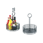 Thumbnail image #1 for G.E.T. 4-31860 Round Iron Condiment Caddy, Teflon-Coated, Black, 8-1/2" Dia. x 12"H Case of 12