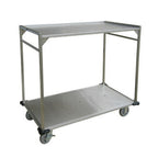Thumbnail image #1 for Lakeside Manufacturing Prisonbilt PB37 Open Tray Meal Delivery Cart, Stainless Steel, 2 Open Shelves, 3 Sides Up, Hold-Down Strap Notches