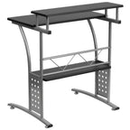 Thumbnail image #2 for Flash Furniture Clifton NAN-CLIFTON-BK-GG Computer Desk, 27-7/8"W x 23-1/2"D x 33-1/8"H, Black Laminate Top, Raised and Bottom Shelves