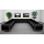 Thumbnail image #1 for Flash Furniture Hercules - Imagination ZB-IMAG-U-SECT-SET2-GG U-Shaped Sectional, Black LeatherSoft, Tufted Seat, Stainless Steel Legs