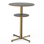 Thumbnail image #1 for Steelite Mogogo, Polo MGCPBR02GBXX Round Bar Table, 30" Diameter x 42-1/2"H, Grey Slate Laminate Top, with Shelf