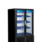 Thumbnail image #1 for Minus Forty / QBD (AeriTek) CD14-HC BLACK Due North QBD Glass Door Merchandiser Refrigerator, 15.55 cu. ft., 2 Hinged Glass Doors, Black, Bottom-Mount