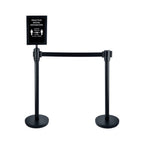 Thumbnail image #1 for CAC China CCSN-SET6 Social Distancing Stanchion Set with Double-Sided Sign, Black Frame Holder, and Two 36-Inch Stanchions