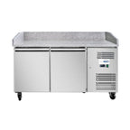 Thumbnail image #1 for Koolmore KM-RPPS-2D59-GRT Pizza Prep Refrigerator, 59.3"W, 2 Solid Doors, Granite Top, Self-Contained Side-Mounted Refrigeration