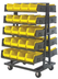 Thumbnail image #1 for Quantum Double-Sided Black Steel Removable Tray Truck Bus Cart with 10 Open Trays and 40 QUS240 Bins